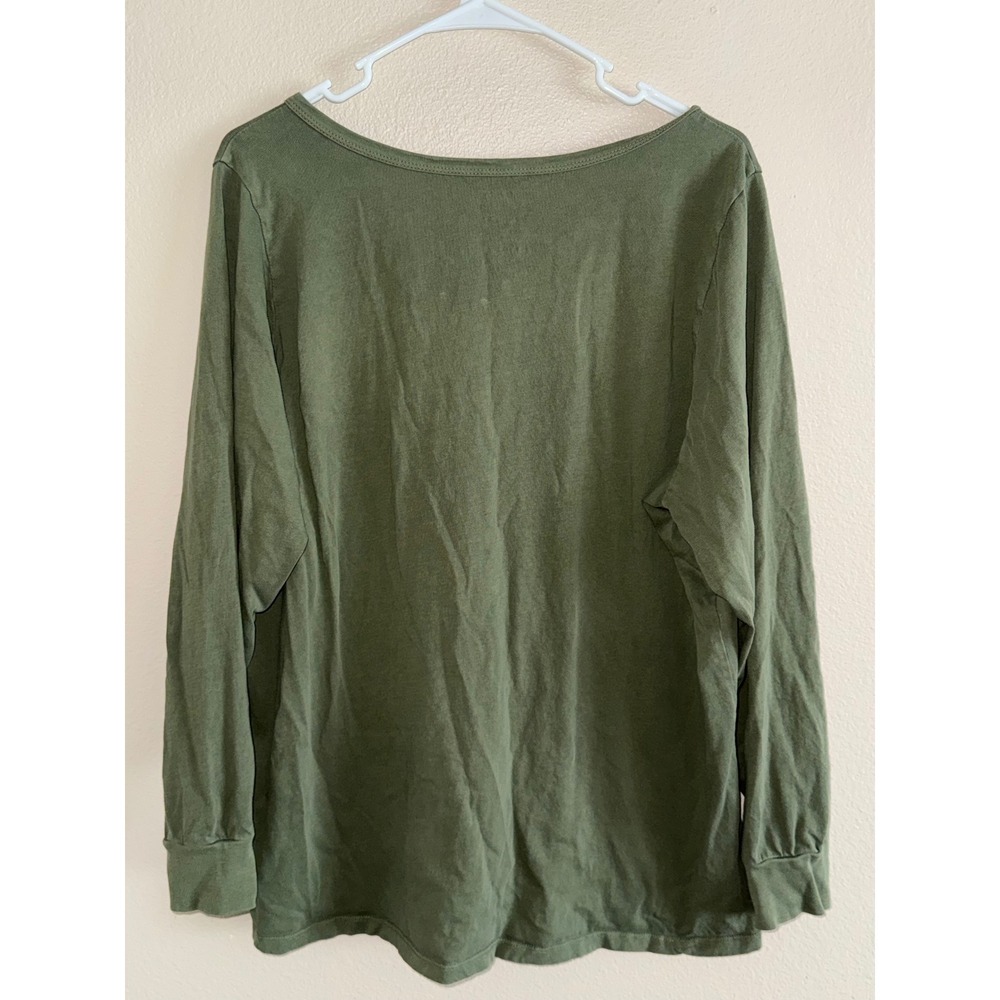 Torrid Classic Fit Olive Green Lace Up Grommet Long Sleeve Cotton Top Size 2X - Picture 4 of 5
